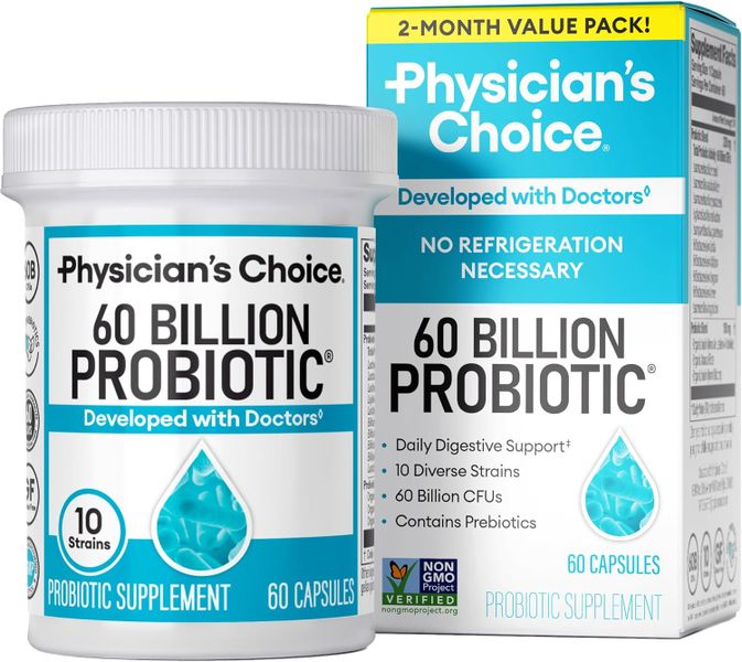 Physician's CHOICE Probiotics 60 Billion CFU + Prebiotics, 60 Capsules