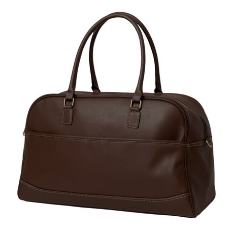 40L Premium PU Dark Brown Leather Duffel Bag - Travel, Gym & Business Image