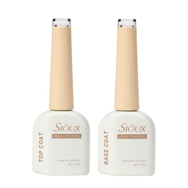 Sioux HEMA-Free Base &amp; Top Coat 2 Pcs Set - Long-Lasting High Glossy Finish