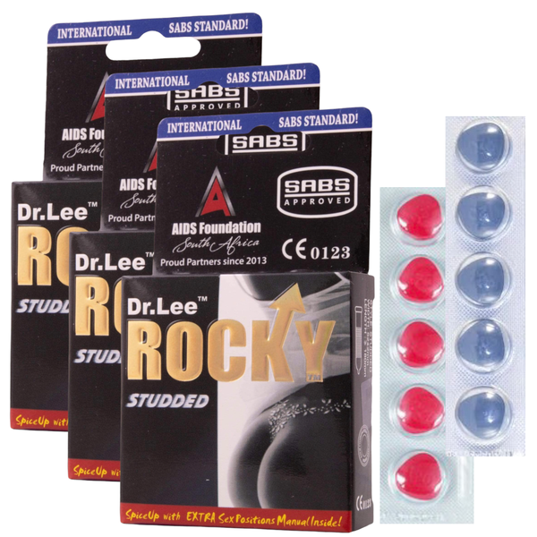 Dr Lee Rocky 3 Set Condoms Studded with 10 Performance Tablets