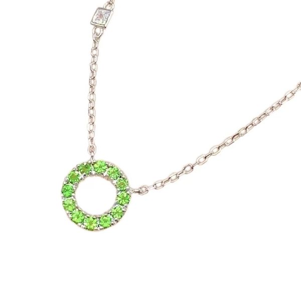 Simple Donut Shaped Pendant, Set With Emerald Green Diopside