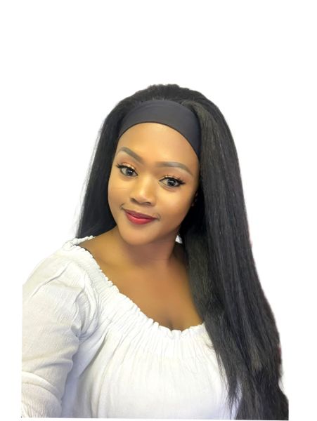 Synthetic 26? Kinky Straight Headband Wig – Black