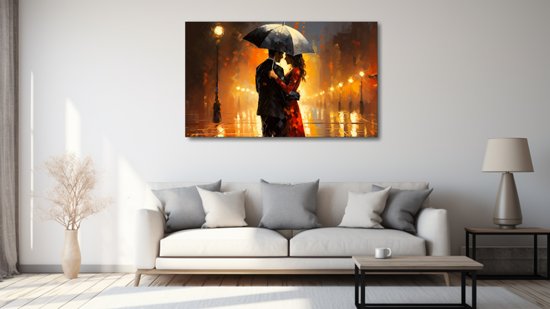 Canvas Wall Art - A Kiss in The Rain - HD0176