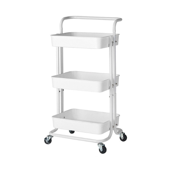 Multifunctional Trolley Kitchen Storage Rack - White