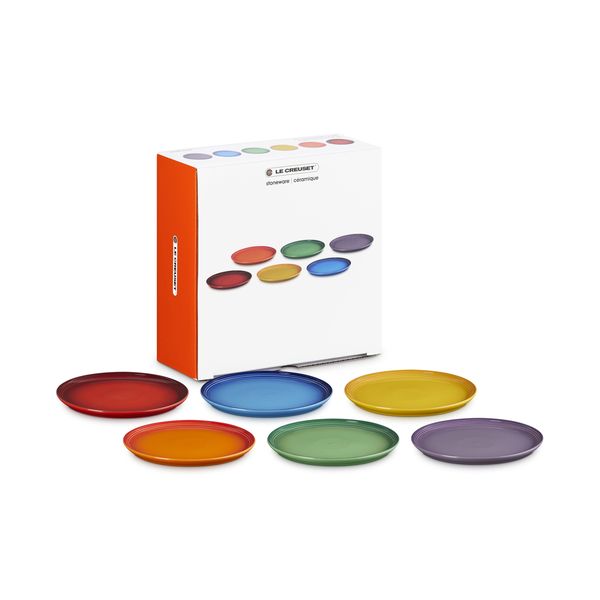 Le Creuset Stoneware Rainbow Set of 6 Coupe Side Plates - 27cm