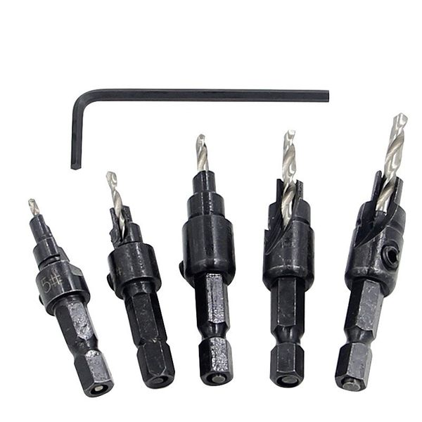 6 Pieces Woodworking Countersunk Drill And Chamfer Integrated Hexagonal Handle