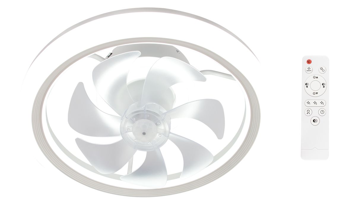Space-Saving White Ceiling Fan with Adjustable CCT LED Light - FCF019 White