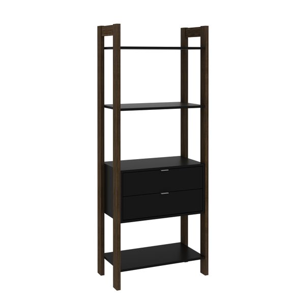Colomba Shelf and Storage Cabinet-Home/Office-Black/Walnut