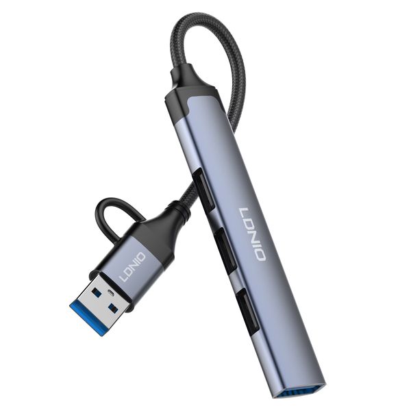 LDNIO DS-64U USB &amp; Type-C to 3 x USB 2.0 + 1 x USB 3.0 Hub Adapter
