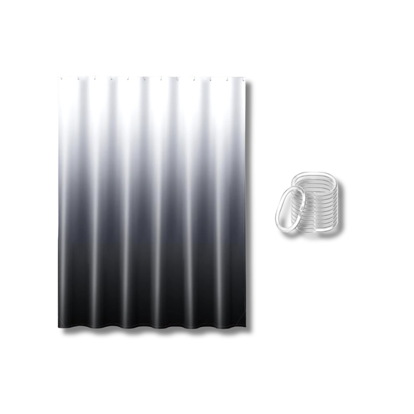 Black Ombre Premium Shower Curtain with Hooks - 180 x 180cm