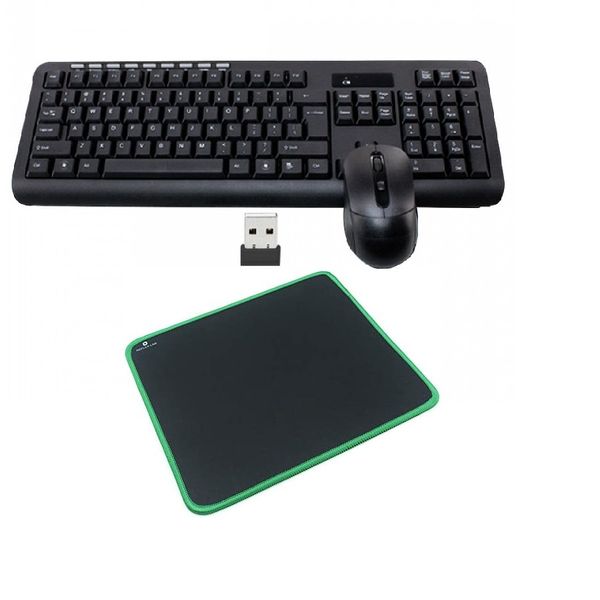 Wireless gaming HK 6800 keyboard mouse black with mouse pad