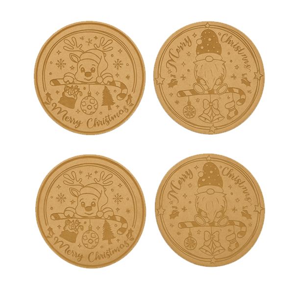 Festive Reindeer &amp; Gnome Christmas Coaster Set - 4 Piece