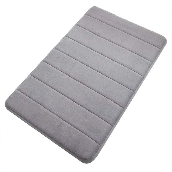 Grey Non-Slip Memory Foam Bath &amp; Shower Mat: Luxury Soft &amp; Absorbent Mat