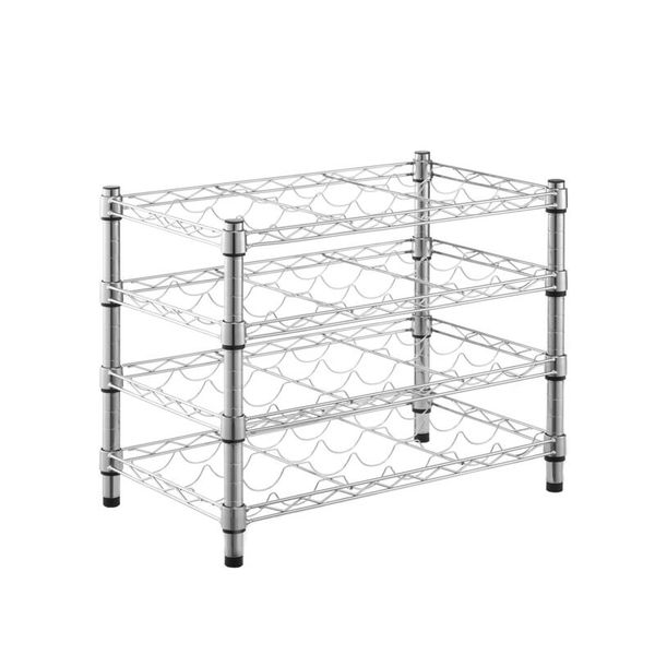 Spaceo Chrome Shelf 4 S Bottle Rack L60xl35xh47,5cm - Chrome