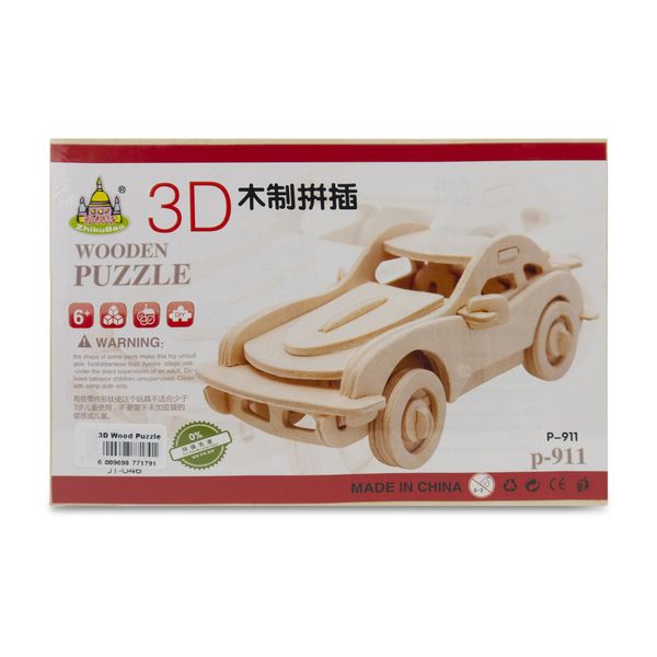 ZhikuBao - 3 Dimensional Wood Puzzle Construction - Car