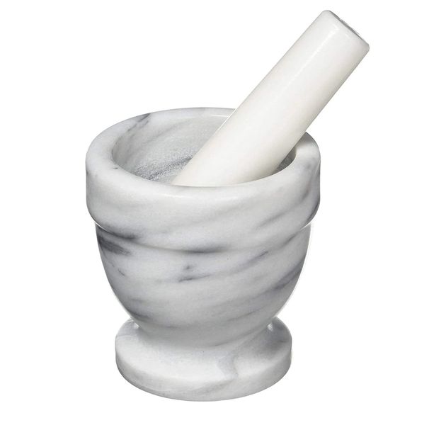 Hillhouse Marble Mortar &amp; Pestle - White &amp; Grey