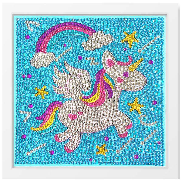 Diamond Dot Kids Painting - Unicorn Flying - Framed Square Box Set