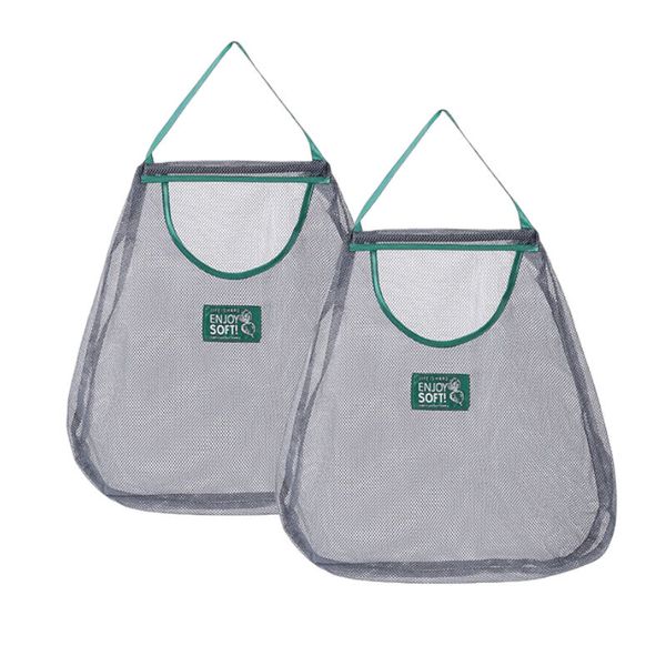 2pcs Hanging Mesh Storage Bags for Fruit &amp; Vegs Shopping Bag Food Tote Bag