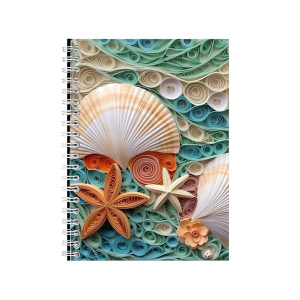 3D Quilled Seashells Beach Wave 6 Notebook Gift Idea A4 Notepad Pad 107