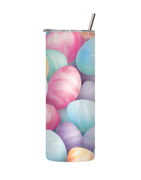 Colorful 20 Oz Tumbler Lid Straw Trendy Easter Graphic Design Present 089