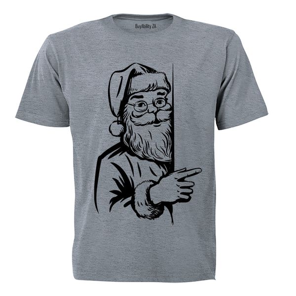 Peeking Santa - Christmas - Adults - T-Shirt