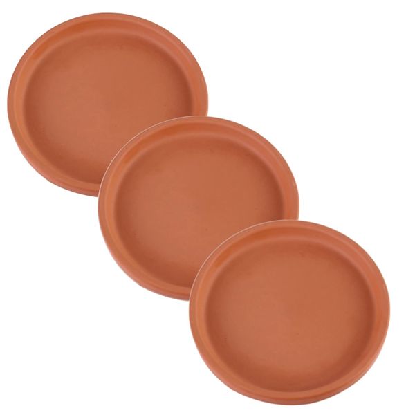 Garden 3pcs Brown Mini Clay Planter Tray Drainage Saucer (23.5cm) Special