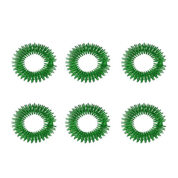 6 Acupressure Stress Relief Massage Finger Rings - Green