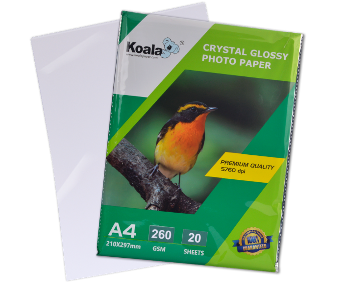 Koala A4 High Gloss Photo Paper 260gsm Inkjet Printer 20 Sheets Pack
