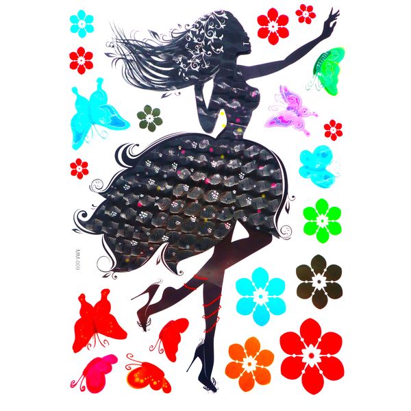5D Wall Art Self Adhesive Sticker Sheet - Dancing Lady Design
