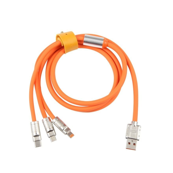 3 in 1 Silicone Zinc Alloy Cable with Type C, Micro USB &amp; Lightning 1.2m