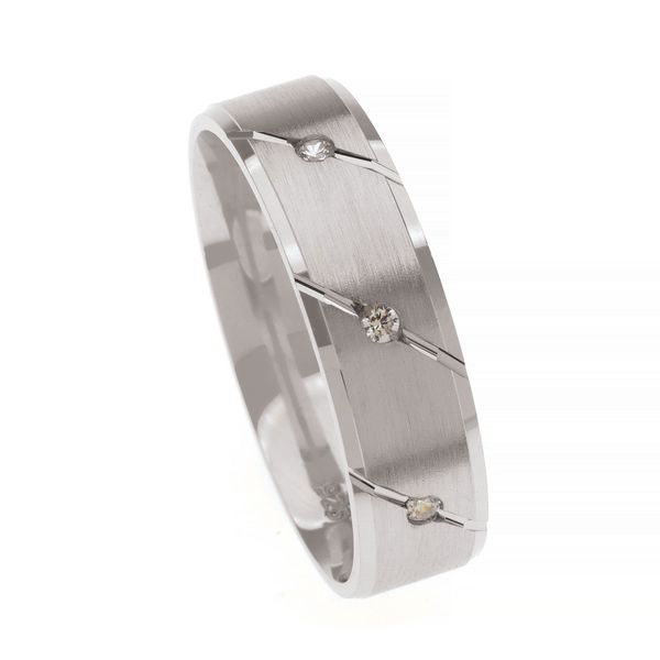 Silver Cubic Zirconia Gents Band