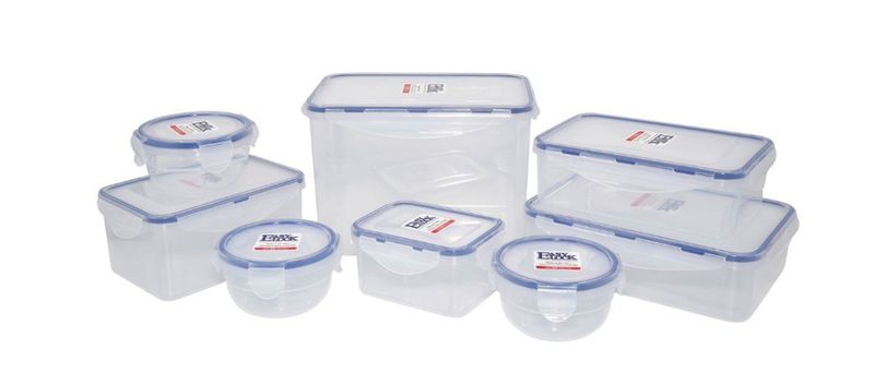 J P Easy Lock Portable Rectangle &amp; Round Food Storage Container 8 Pcs