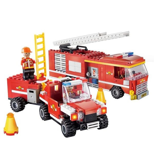 324 Pieces Fire Fighter Truck DIY Building , STEM Educational Toy (B4919)