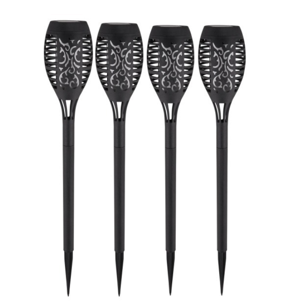 ABTOR A Set Of Four Outdoor Solar Lights,12 LED Bulbs, Flame-Shaped Design
