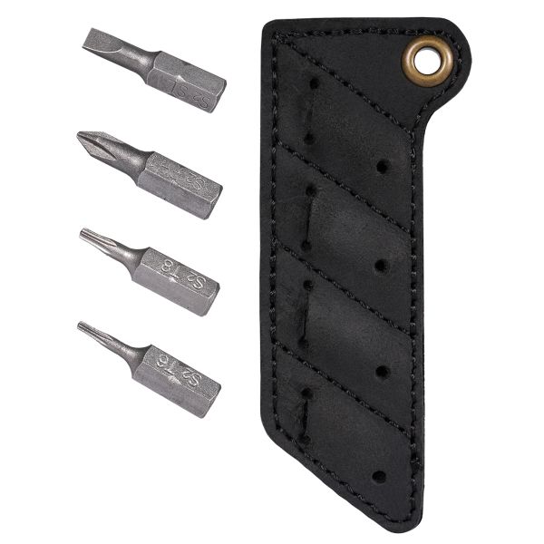 100% Leather EDC Sheath Keyring including 6.35mm Screwdriver Bits