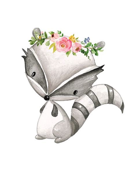 Little Leila - Boho Racoon Print - A3 cardstock