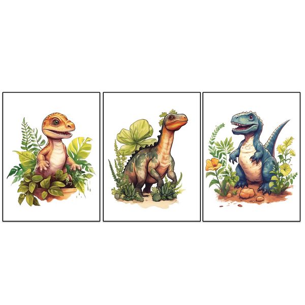 3 Dinosaur Wall Art Prints A3 - Unframed