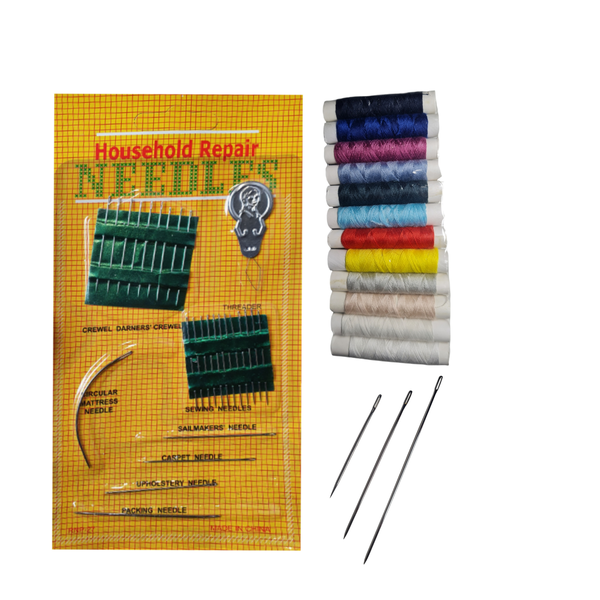 HouseHold Repair Needles With Self Thread Cotton - 30 Needle Set
