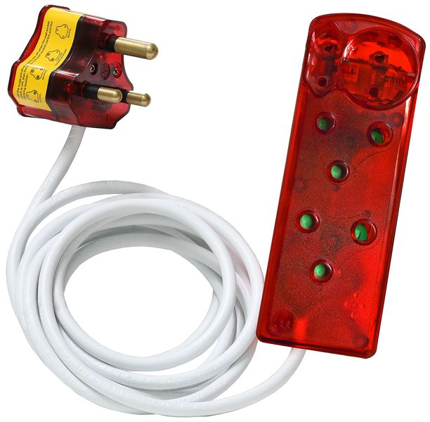 High Surge Protection 4 Way Multi-plug + 5m extension with R30 000 Warranty