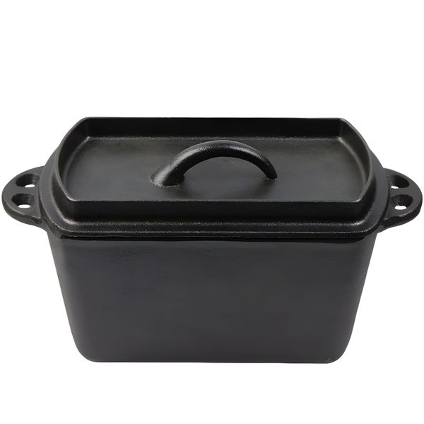 2.5 Liter Cast Iron Bread Baking Pan with Lid Rectangular Oven Pan Mould