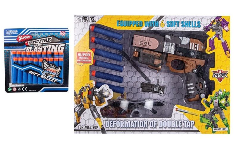 Foam Dart Shooting 20cm Transformer Toy Gun + 20pcs Refill Darts