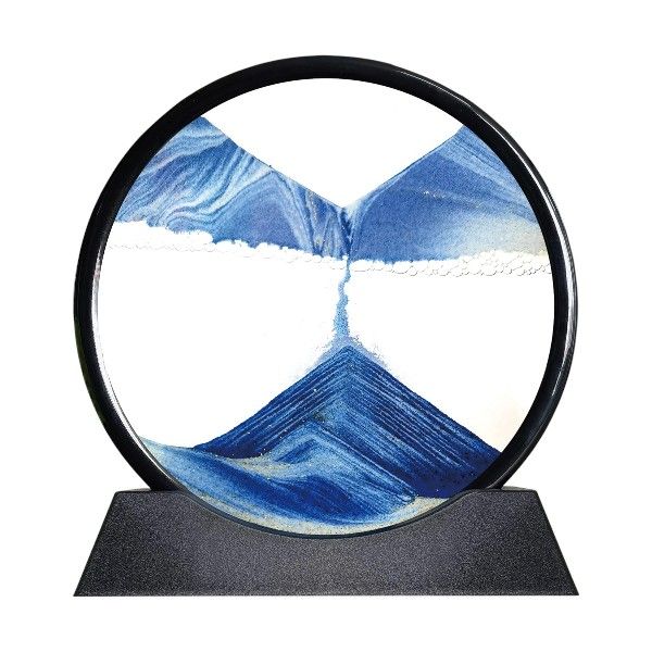 Flowing Sand Glass Art Decorative Piece - Black &amp; Blue