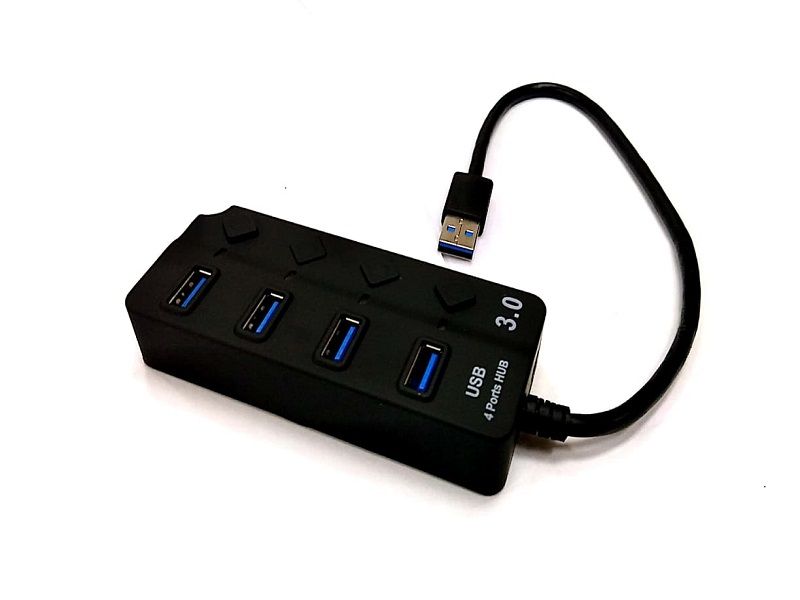 4 Port Powered USB Hub - (Black)
