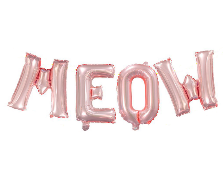 Meow Cat Foil Balloon - Rose Gold