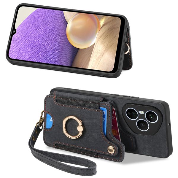 Finger Ring Case Compatible With Honor 400 Pro Leather Lanyard Cover