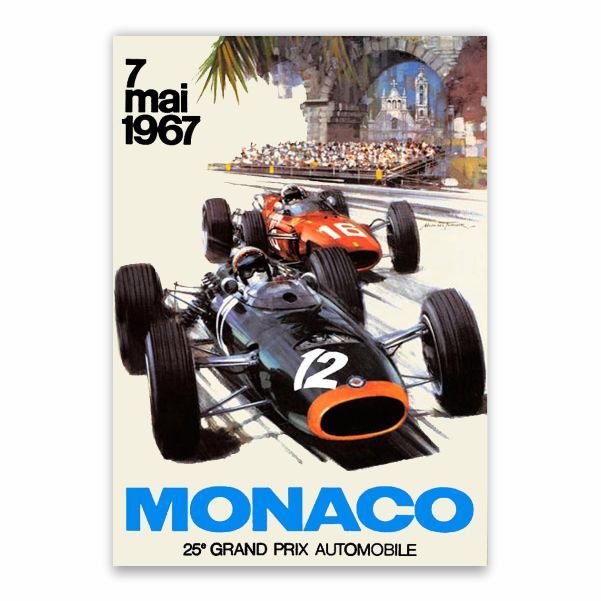 Affiche Originale 25e Grand Prix De Monaco – 1967 – Reproduction Neuve