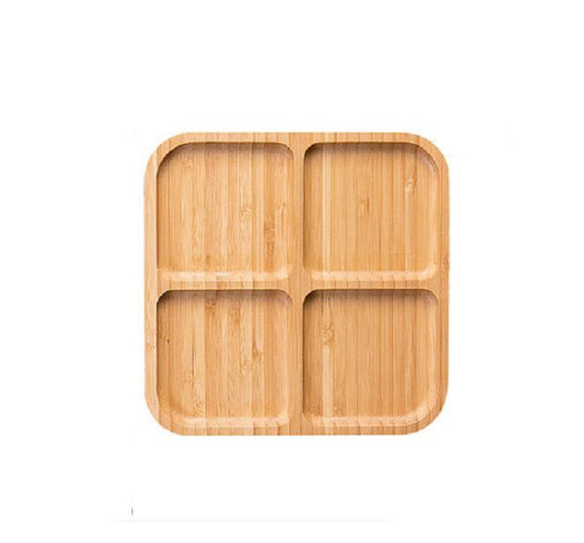 4 Grids Wooden Bamboo Serving Tray