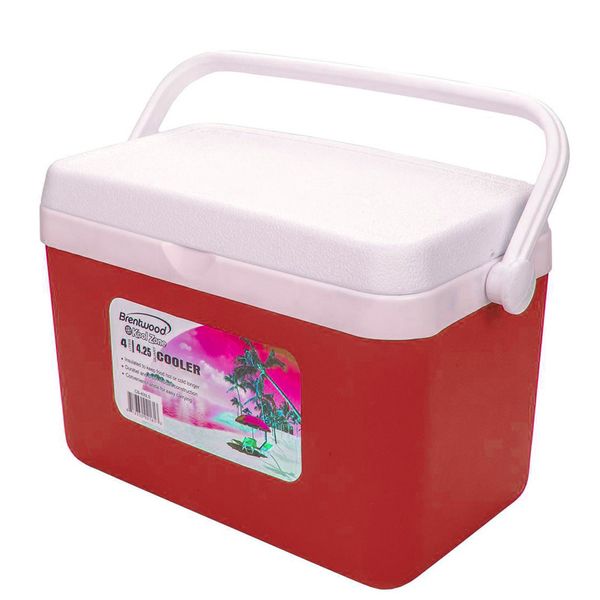 4 Litre Red Cooler Box Insulated Chiller Ice Box Hot and cold Fits 6 Cans