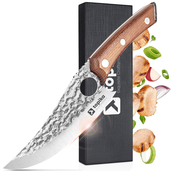 Topika Hand-Forged Boning Knife, 5Cr15 Steel Chef's Meat Deboning Knife