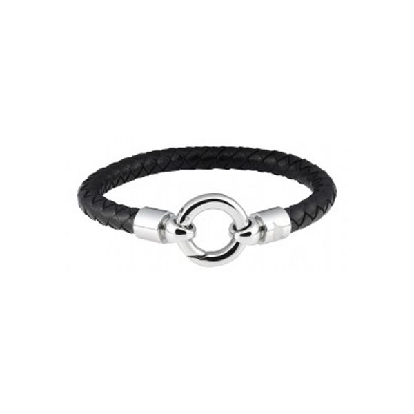 Zippo - Black/Silver Leather Bracelet With Big O Ring